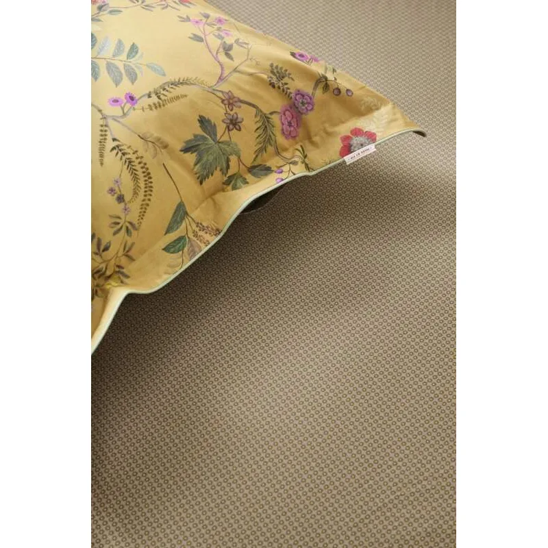 Pip Studio perkálové prostěradlo Twinkle Star 140x200 cm, žlutá-khaki