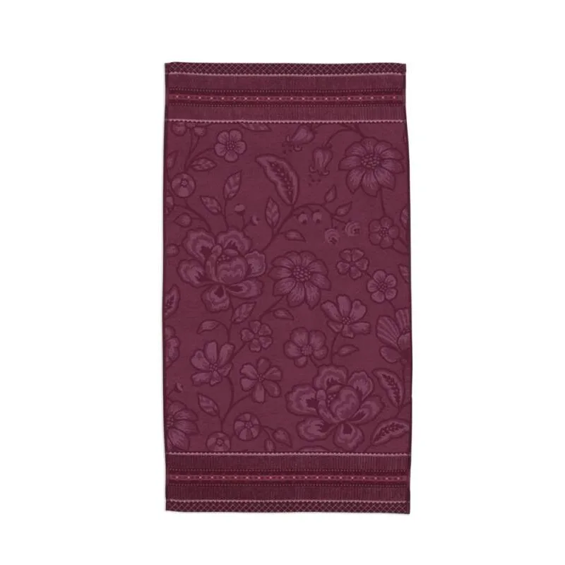 Pip Studio Jasmine Jacquard bavlněný froté ručník tmavě růžový 55x100 cm