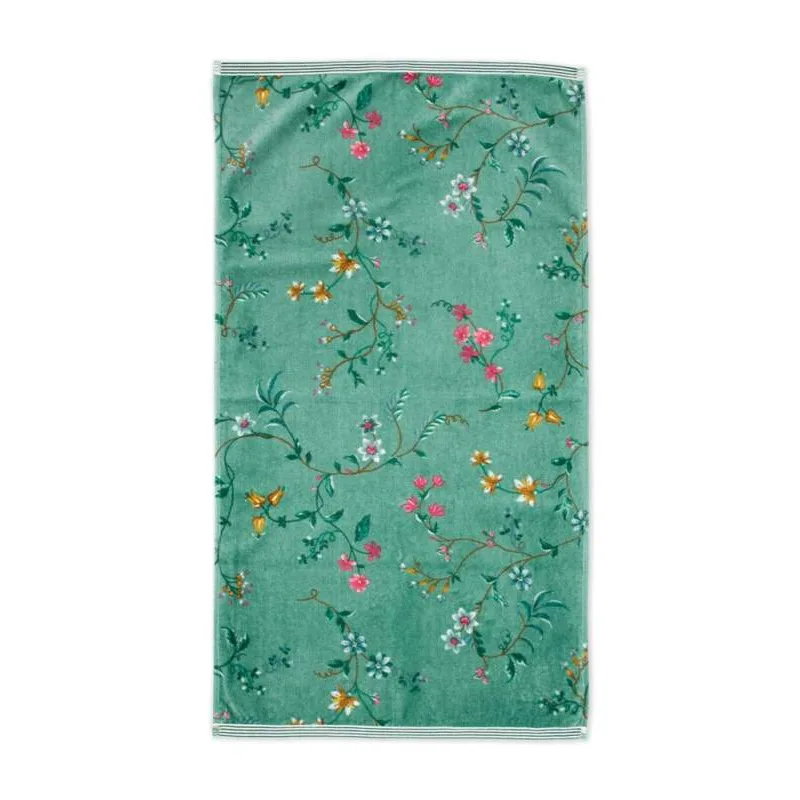 Pip Studio Les Fleurs bavlněný froté ručník zelený 55x100 cm