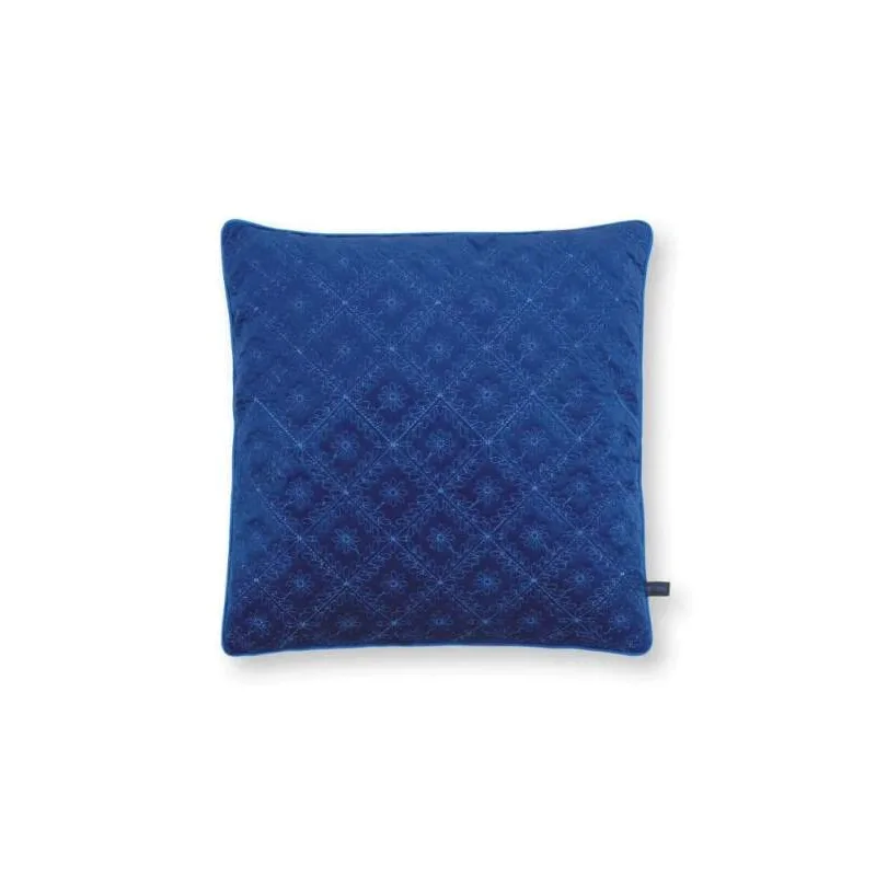 Pip Studio sametový dekorační polštář Quilted Daisy 50x50 cm, modrý