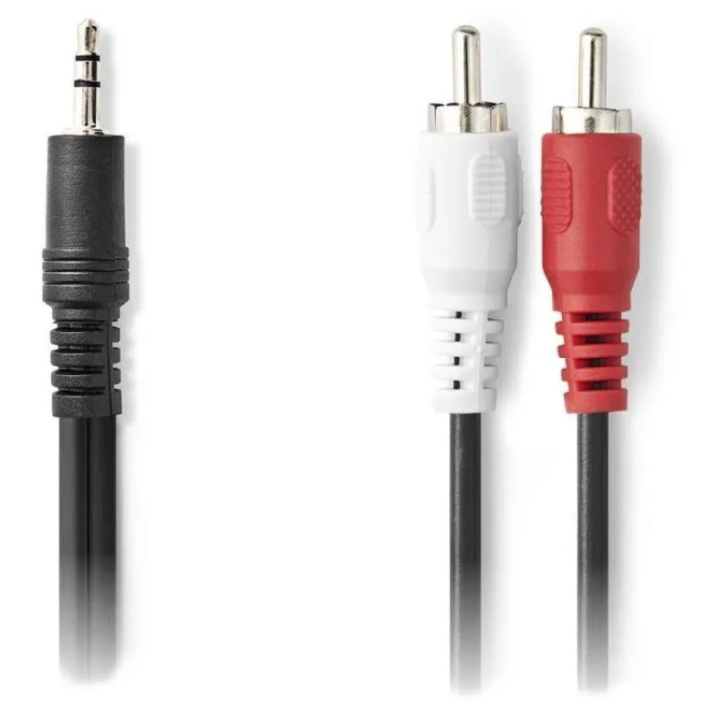 NEDIS redukční stereo audio kabel s jackem/ zástrčka 3,5 mm - 2x zástrčka RCA/ černý/ bulk/ 2m (CAGL22200BK20)