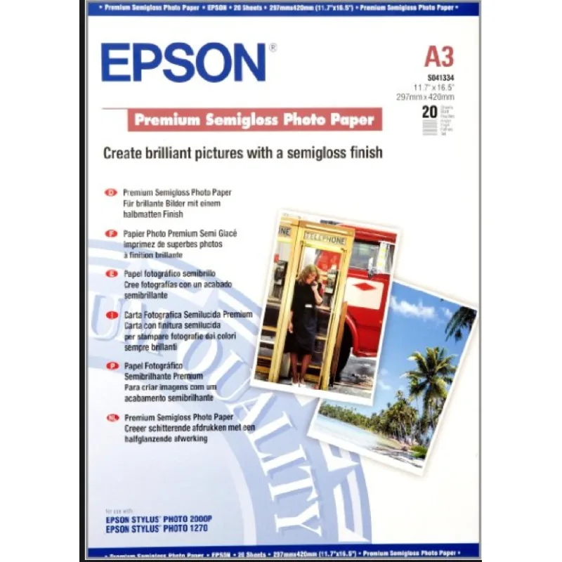EPSON A3, Premium Semigloss Photo Paper (20 hárkov) C13S041334