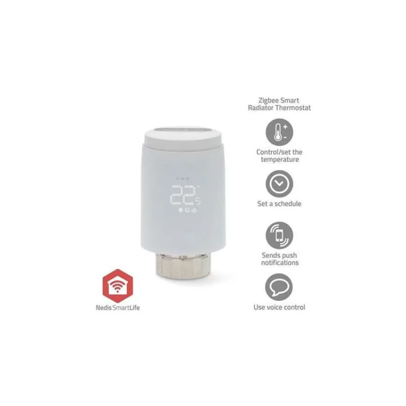 NEDIS chytré ovládání radiátorů/ ZigBee 3.0/ Android/ iOS/ bílo-černé (ZBHTR20WT)