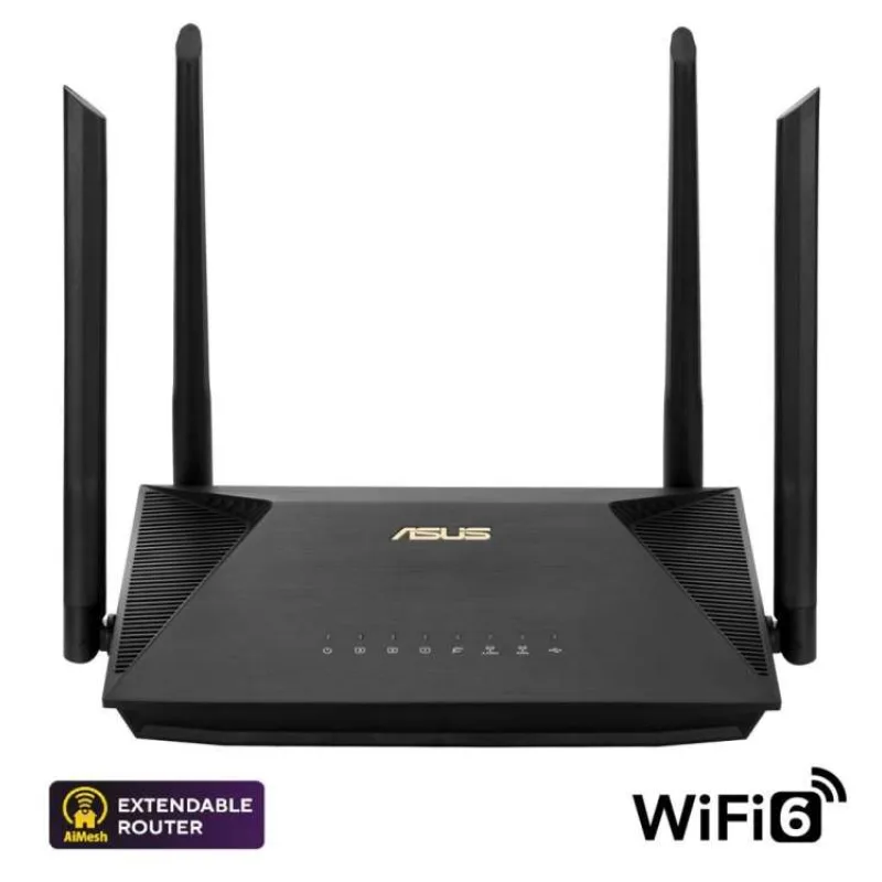 ASUS RT-AX52 (AX1800) Router, Dual Band WiFi 6, Extendable Router (90IG08T0-MO3H00)