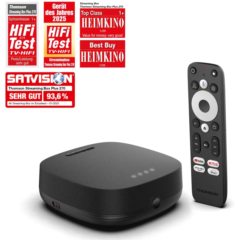 Thomson Streaming Box Plus 270 - 4K UHD, Google TV, Dolby Vision+Atmos 270