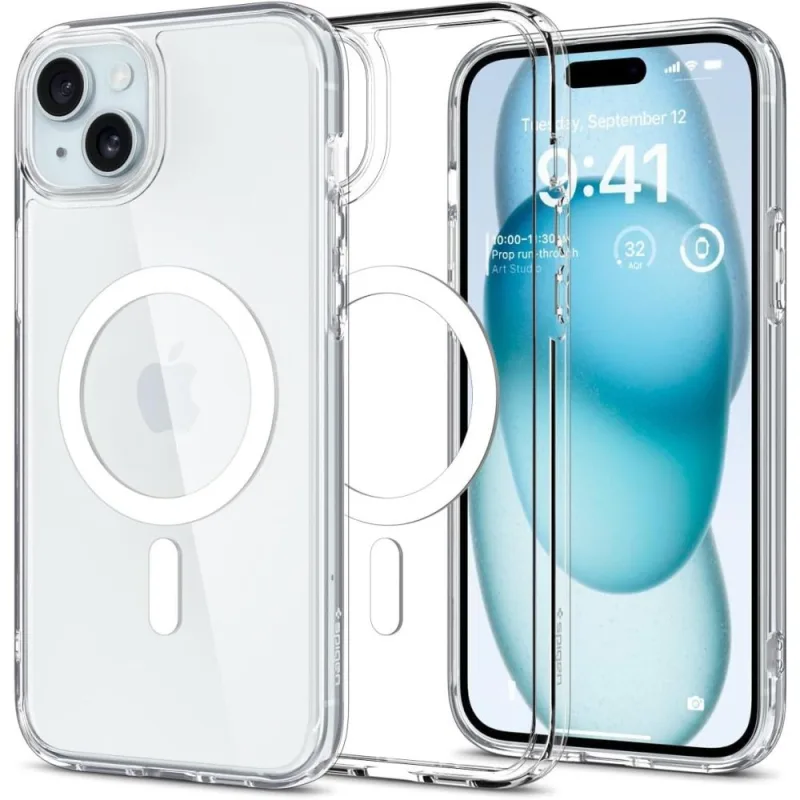 Puzdro Spigen Ultra Hybrid Mag Case s MagSafe pre iPhone 15 – biele