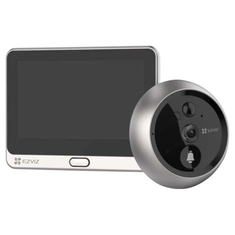 EZVIZ chytrý dveřní videotelefon DP2 2K/ Wi-Fi/ kamera 2304 x 1296/ H.265/ kukátko/ zvonek/ IR do 5m/ PIR/ LCD 4,3" (CS-DP2(3WPFBS,3MP))