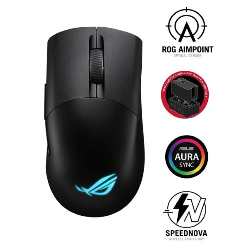 ASUS myš ROG KERIS WIRELESS AIMPOINT (P709), RGB, Bluetooth, černá…