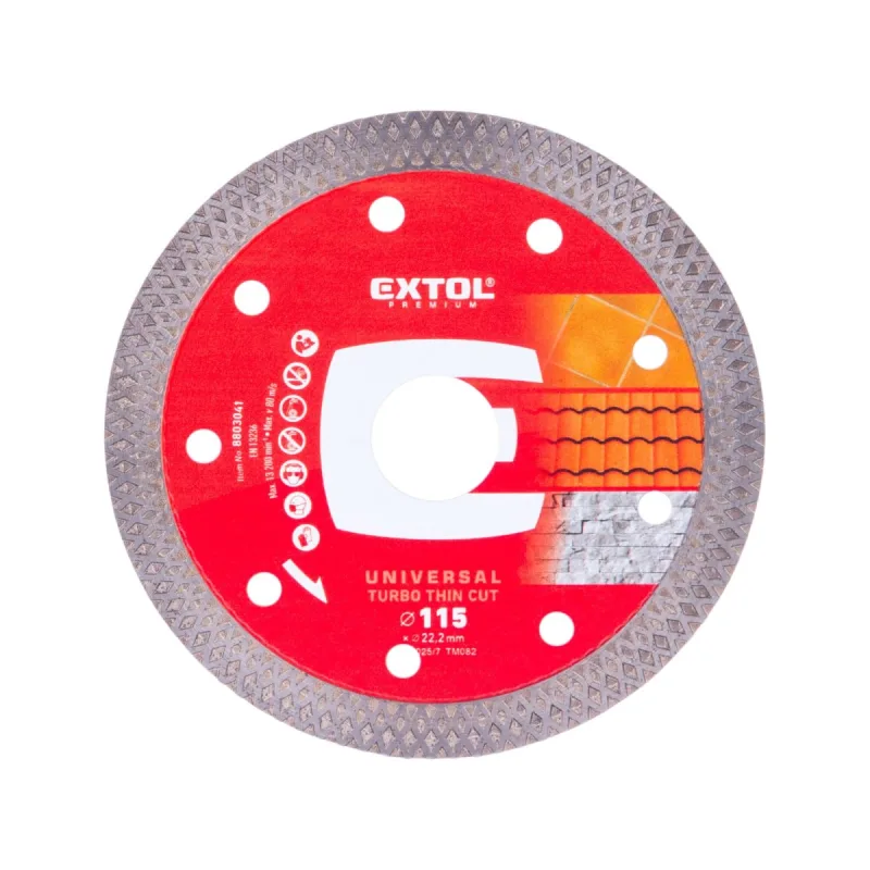 Kotúč rezný diamantový Turbo Thin Cut, suché a mokré rezanie, EXTOL PREMIUM