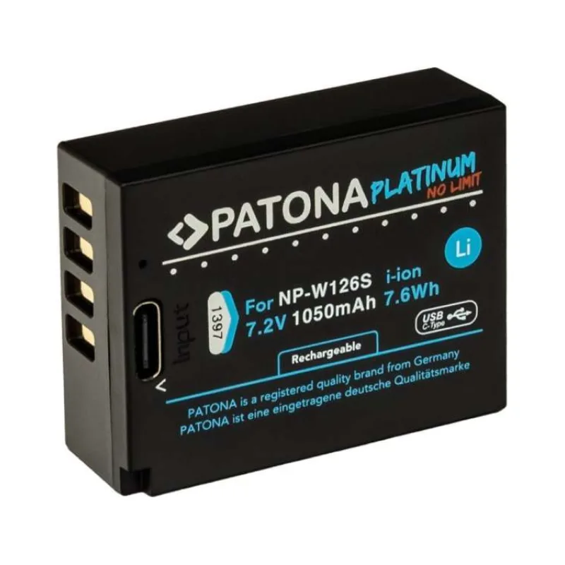 PATONA baterie pro foto Fuji NP-W126S 1050mAh Li-Ion Platinum USB-C nabíjení (PT1397)