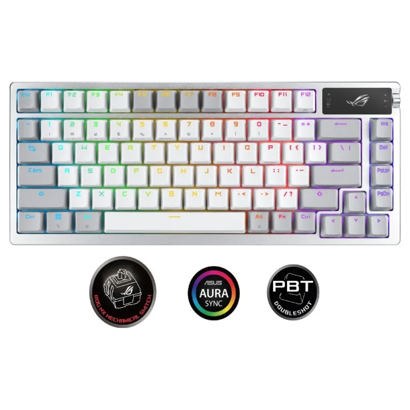 ASUS klávesnice ROG AZOTH Moonlight White, mechanická, Bluetooth, US, …