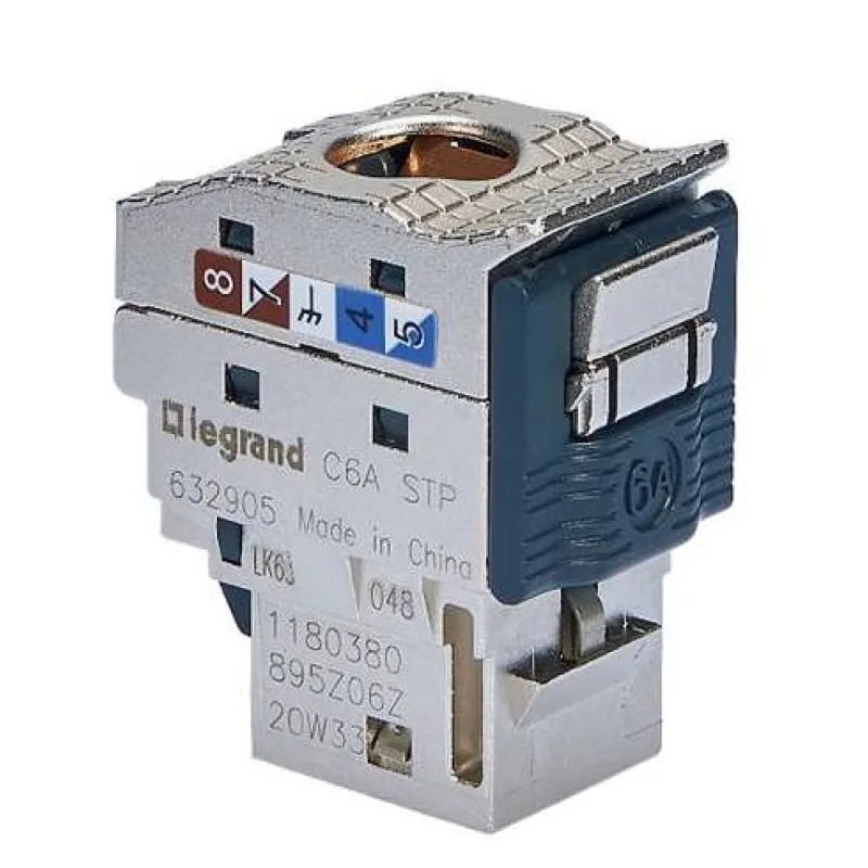 Legrand LINKEO-C Keystone Cat5e, tieneny STP, samorezný TOOLESS, strieborný, pack 24ks
