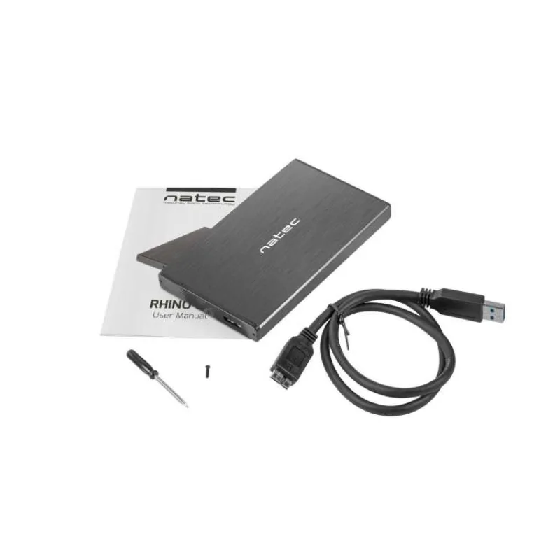 Externí box pro HDD 2,5" USB 3.0 Natec Rhino Go, černý, hliníkové tělo (NKZ-0941)