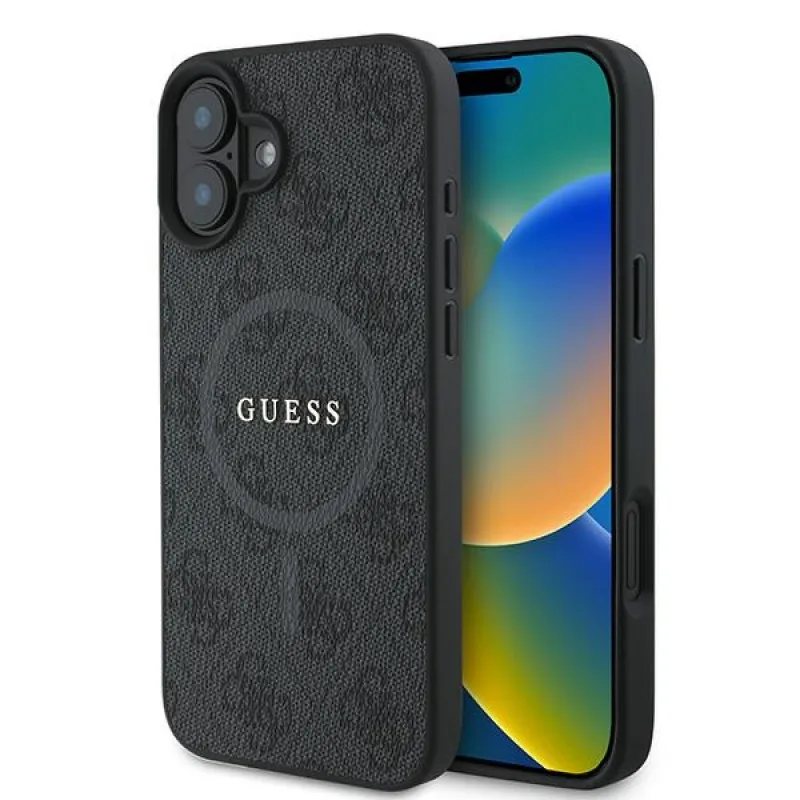 Guess 4G Ring Classic Logo MagSafe puzdro pre iPhone 16 Plus - čierne