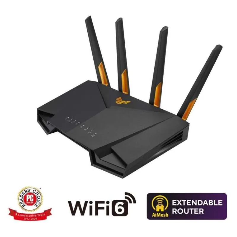 ASUS TUF-AX4200 (AX4200) WiFi 6 Extendable Gaming Router, 2.5G port, AiMesh, 4G/5G Mobile Tethering (90IG07Q0-MO3100)