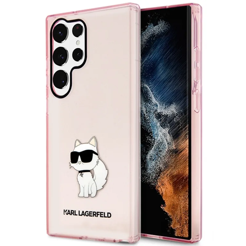 Karl Lagerfeld KLHCS23LHNCHTCP S23 Ultra S918 ružové/ružové pevné puzdro Ikonik Choupette