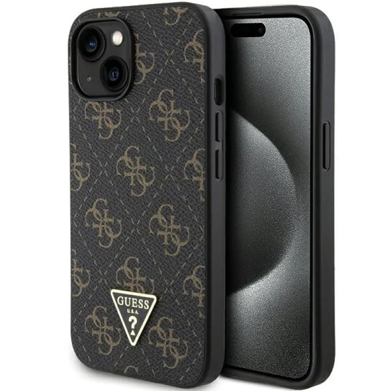 Puzdro Guess 4G Triangle Metal Logo pre iPhone 15 Plus / 14 Plus - čierne