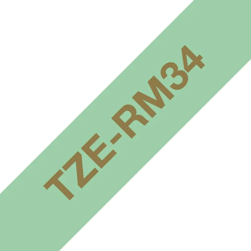 páska BROTHER TZeRM34 zlaté písmo, mätovo-zelená stužková páska Tape …