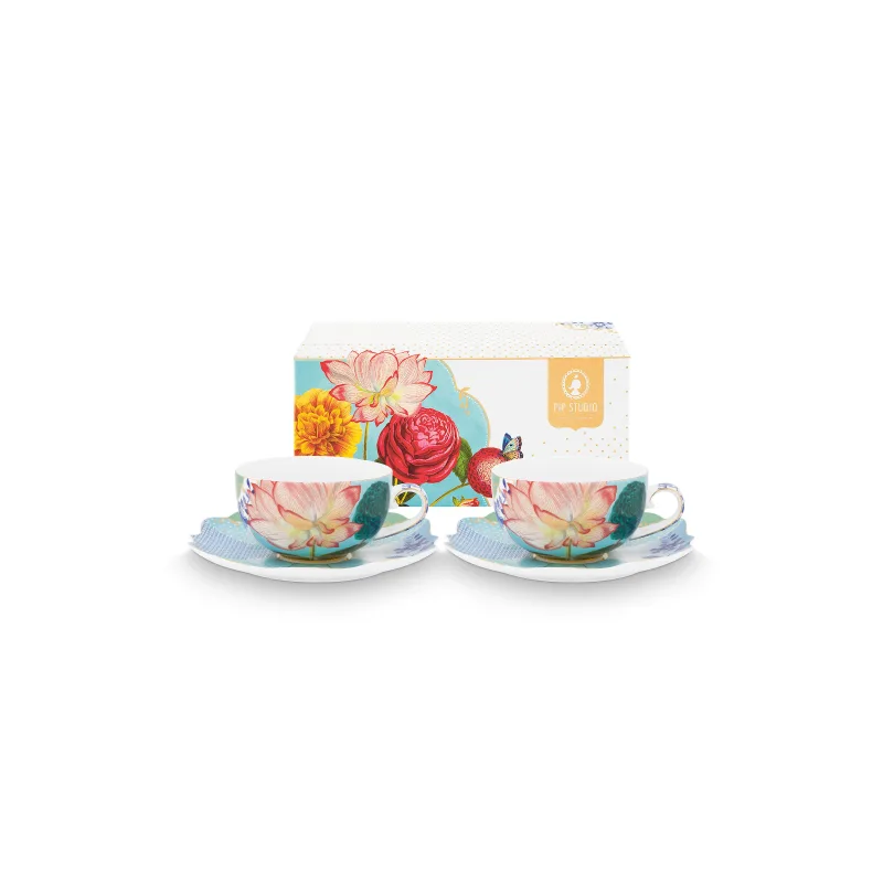 Pip Studio Royal Multi sada 2 ks cappuccino šáleků s podšálky 210ml, barevná