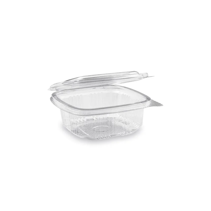 Miska hranatá průhledná s víčkem 250 ml (rPET) [50 ks] (77602 - CH4A)