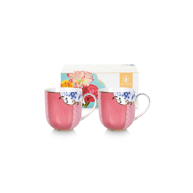 Pip Studio Royal Multi sada 2 ks hrnků 230ml, růžová