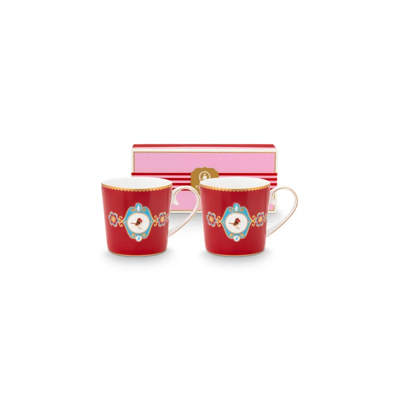 Pip Studio Love Birds sada 2 ks hrnků 165ml, červená