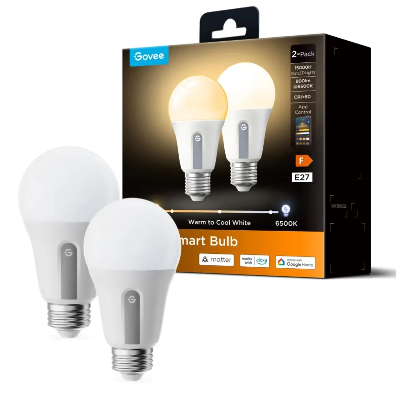 Govee Smart žárovka WW 9W-60W 800lm E27 2ks Long Life, Matter B8015