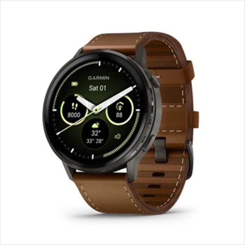 Garmin VENU 4 - 45mm, Black/ Slate + Leather 010-03014-03