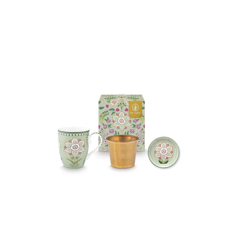 Pip Studio Lily & Lotus sada na čaj pro jednoho 350 ml, zelená