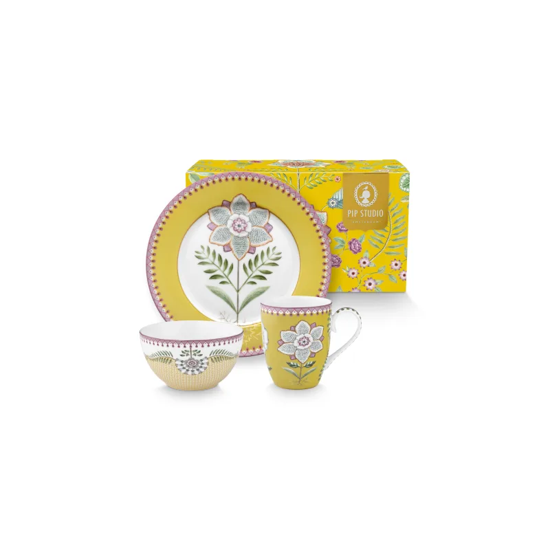 Pip Studio Lily & Lotus snídaňová sada, žlutý