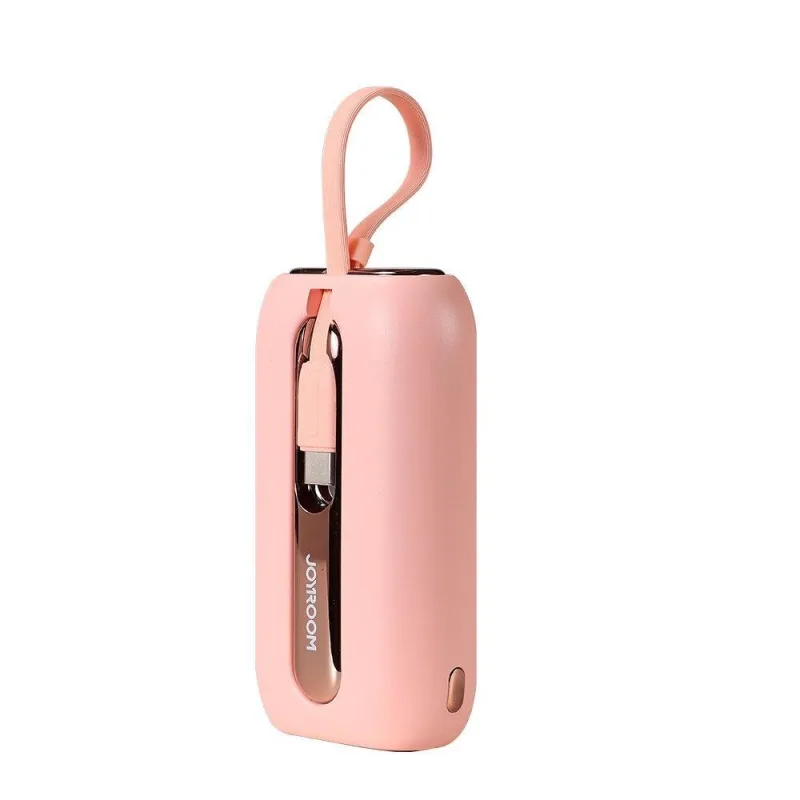 Mini powerbanka Joyroom 10000mAh Colorful Series 22,5W s 2 vstavanými USB C a Lightning káblami ružová (JR-L012)
