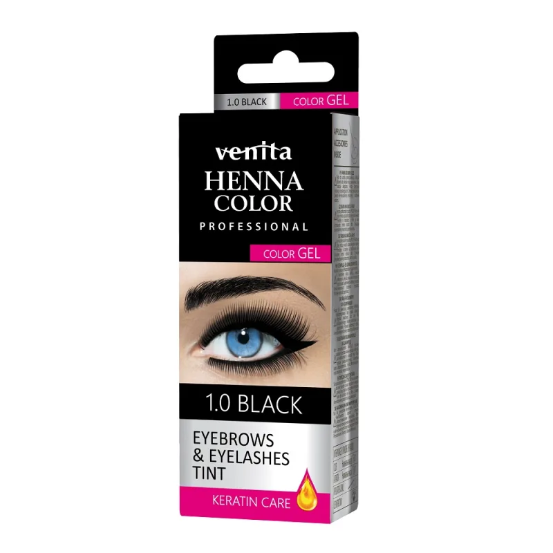 Venita, Henna Color Gelová gélová farba na obočie a riasy 1.0 Black