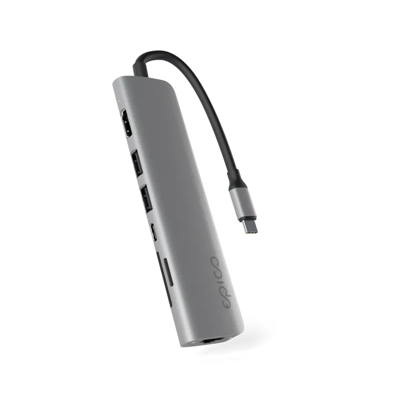 Epico 7v1 Multimedi Hub 8K s USB-C konekt. - šedá 9915112100071