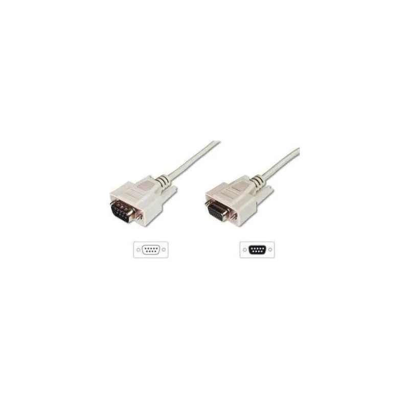 Digitus sériový kabel prodlužovací DB9 M/F 2m, lisovaný, šedý (AK-610203-020-E)