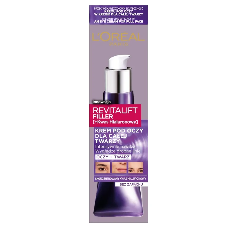 L'Oreal Paris, Revitalift Filler [+Kyselina hyalurónová] očný krém na celú tvár 30ml