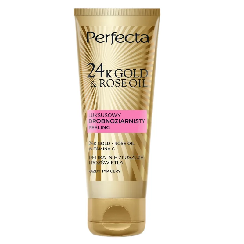 Perfecta, 24K zlato a ružový olej, luxusný jemný peeling na tvár 75g