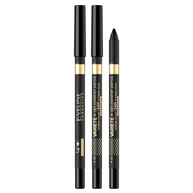 Eveline Cosmetics Variete vodoodolná gélová očná linka 01 Black