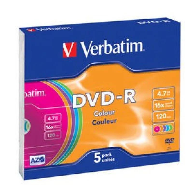 VERBATIM DVD-R(5-Pack)Slim/ Colour/ 16x/ 4.7GB 43557