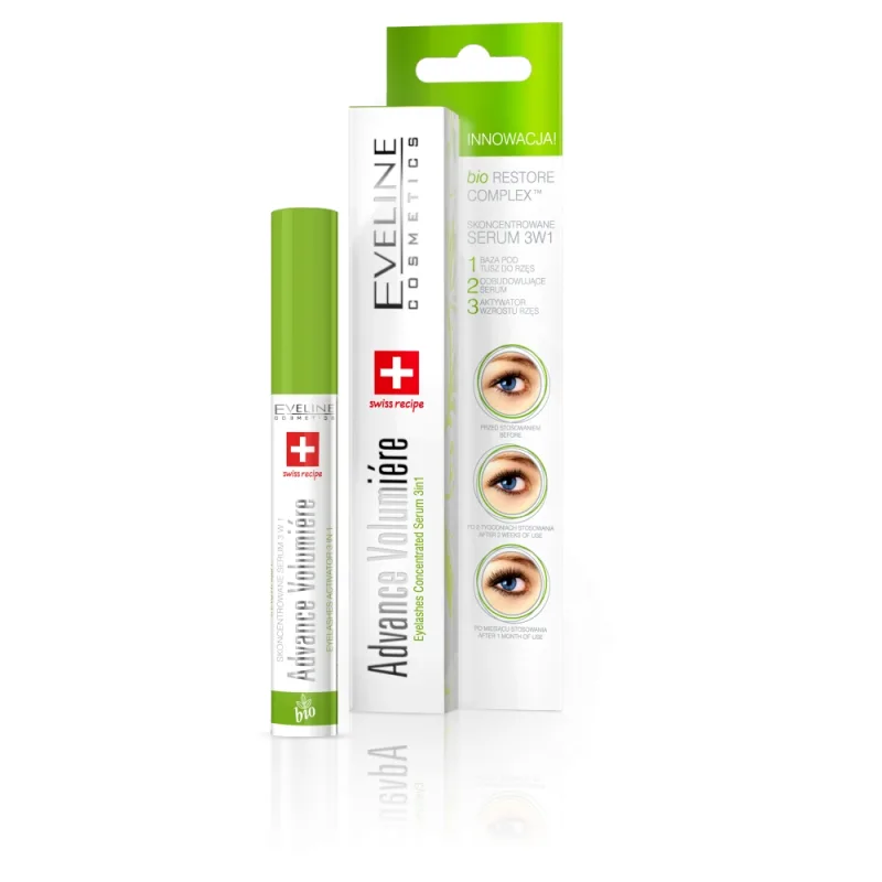 Eveline Cosmetics, Koncentrované sérum na riasy Advance Volumiere 3 v 1 10 ml