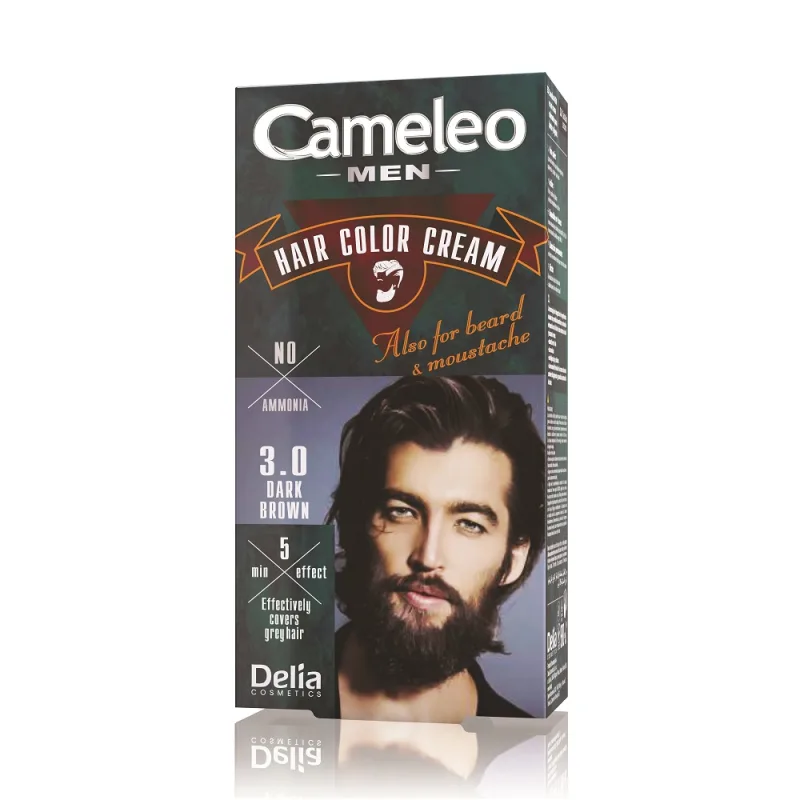 Cameleo, Pánska farba na vlasy Krémová farba na fúzy a bradu 3.0 Tmavohnedá 30ml