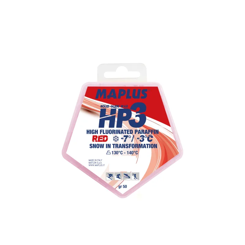 Vosk na lyže Briko Maplus parafín HP3 Solid Red -7 až -3°C 50 g