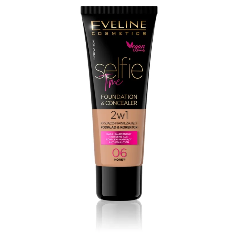 Eveline Cosmetics, Selfie Time Foundation & Concealer korektor 06 Honey 30ml