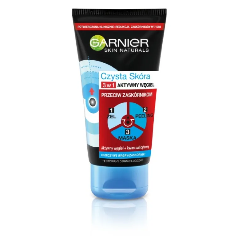 GARNIER_Clear Skin Intensive Charcoal 3-in-1 Čistiaci gél na tvár 150ml