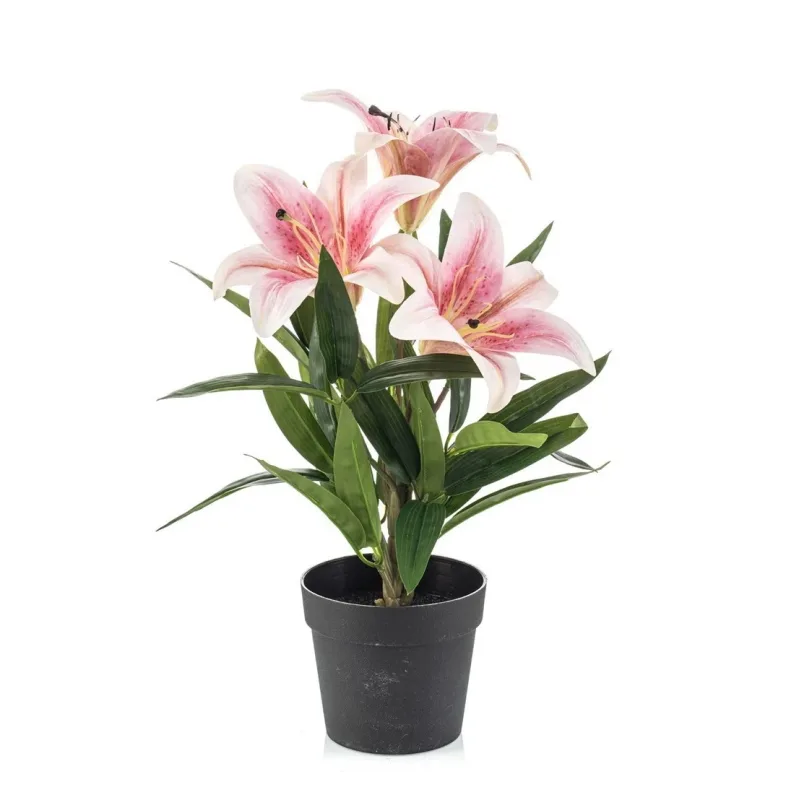 Umelá kvetina Ľalia ružová v kvetináči, 33cm