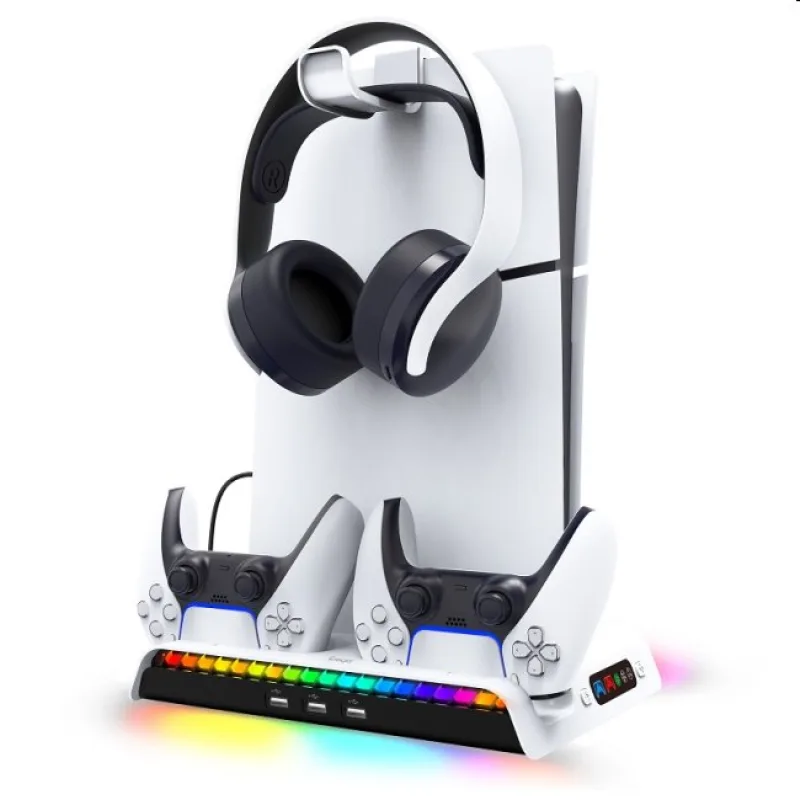 iPega PlayStation 5 Slim, Dualsense, Pulse 3D RGB dock w/ cooling, white…