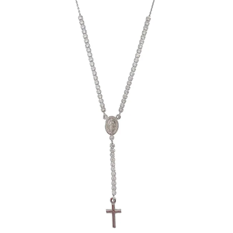 Strieborný ruženec so zirkónmi dĺžka náhrdelníka 40+3cm