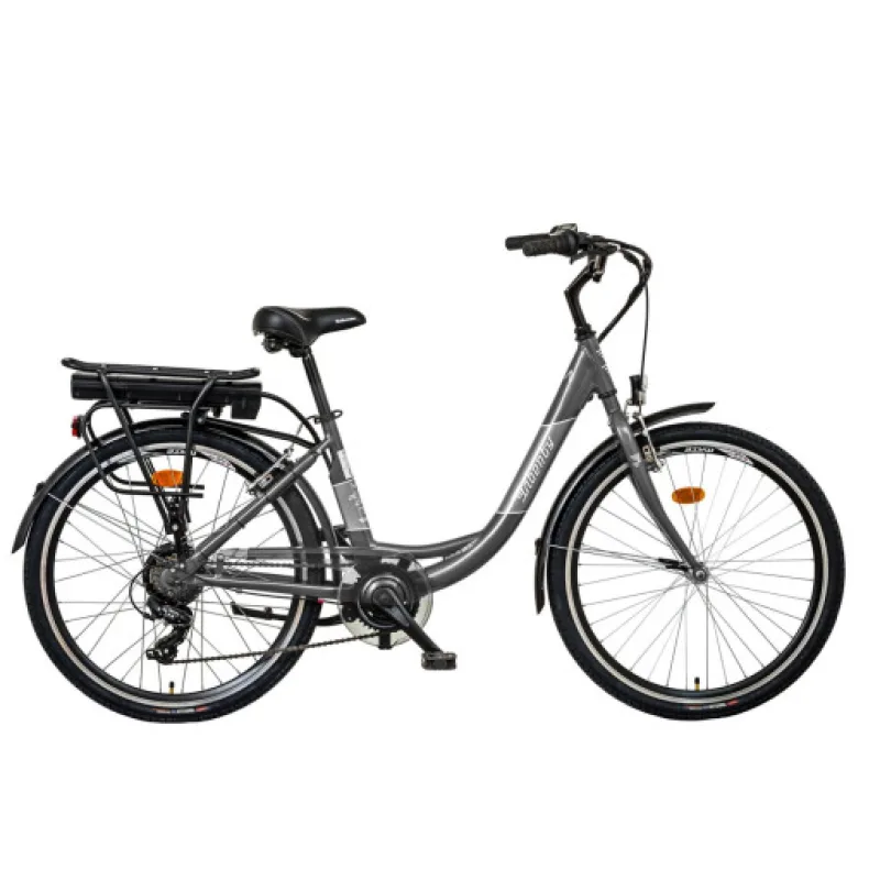 Liberty elektrokolo e-VIA 6 spd 26" zadní motor, 36V/10,4Ah, 2025 antracitové, Přední vidlice Pevná