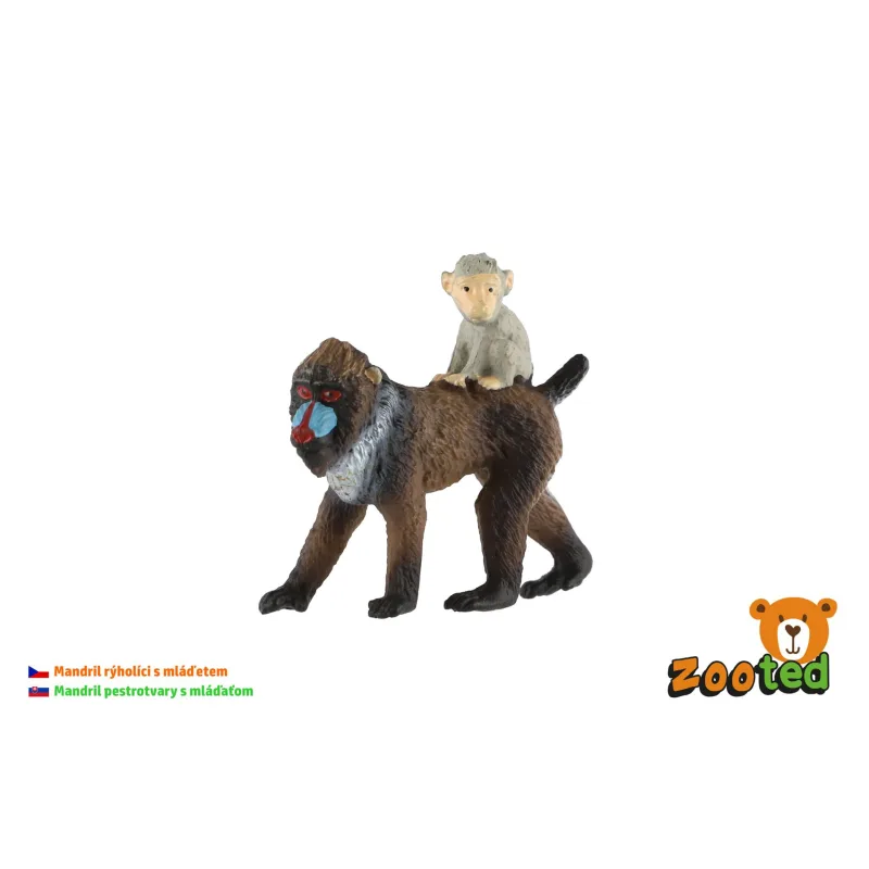 ZOOted Mandril ryšavý samica s mláďaťom zooted opica plast 6cm v sáčku