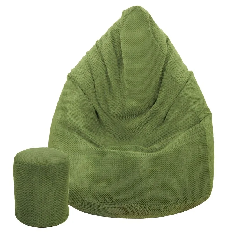 Toffel Detský sedací vak MAXI COMFORT Plyš 100x75 cm s podnožkou Vzor: Zelená