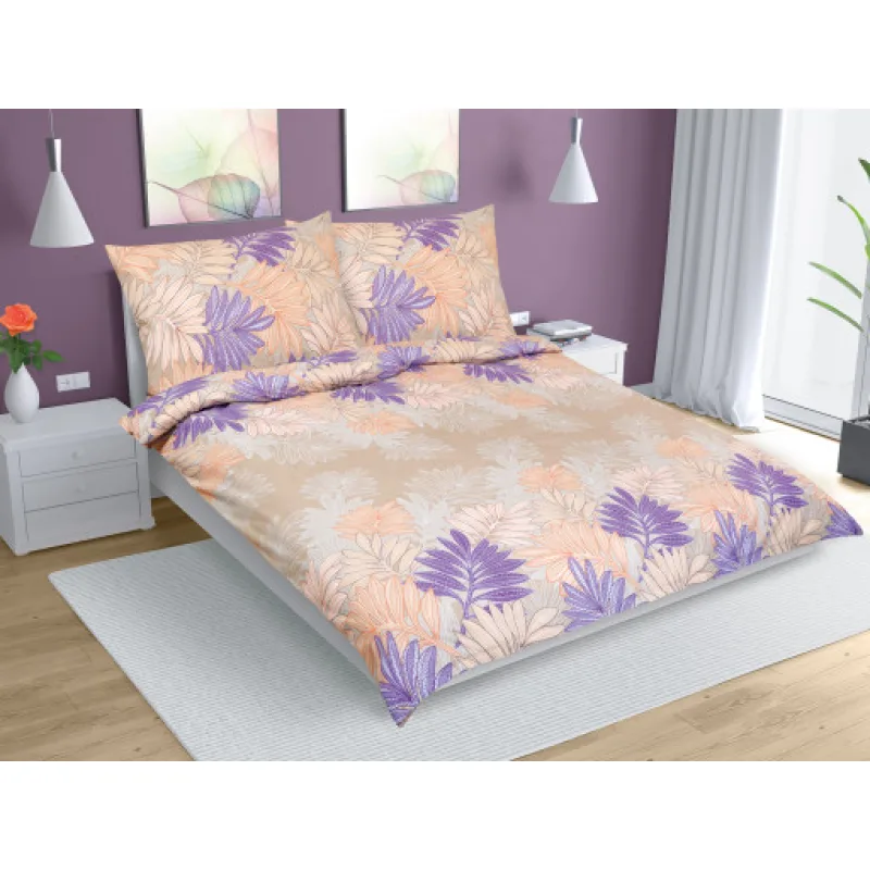 Bellatex Povlečení bavlna, Kapradí fialová - 200x220, 2ks 70x90 cm